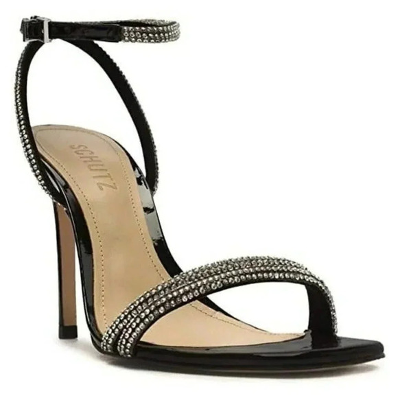 Schutz Women's Altina Glam Crystal Embellished Heel Sandals Size 10 (MSRP $128) - Picture 1 of 10